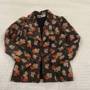Parisian Vintage Women's Floral Velvet Blazer